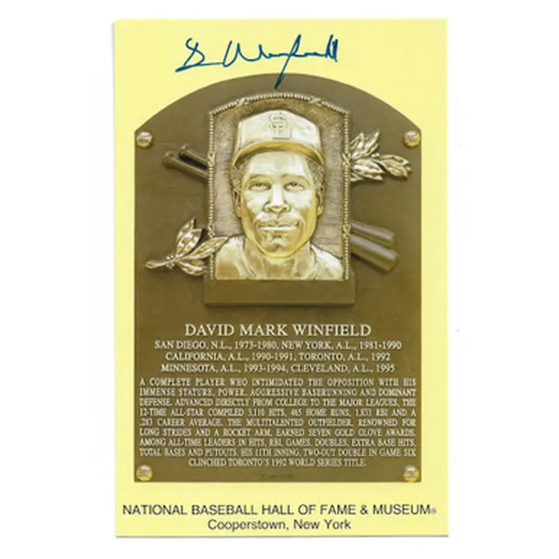 Dave Winfield Autographed Hall of Fame Plaque Postcard (Beckett) 