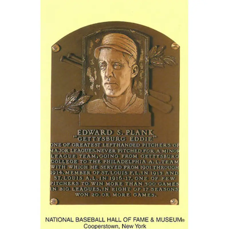 Eddie Plank Baseball Hall of Fame Plaque Postcard 