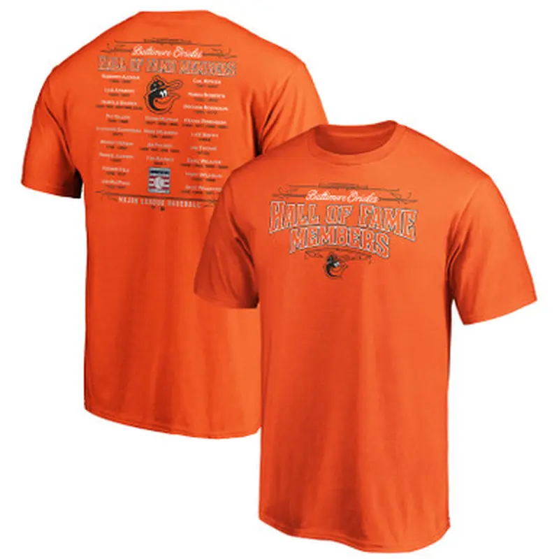 Mens Baltimore Orioles Orange Team Hall of Famer Roster T-Shirt Size L
