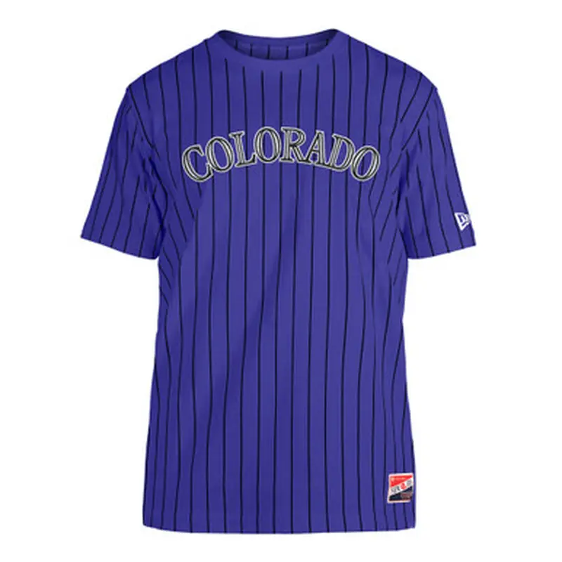 Mens New Era Colorado Rockies Purple Pinstriped T-Shirt Size L