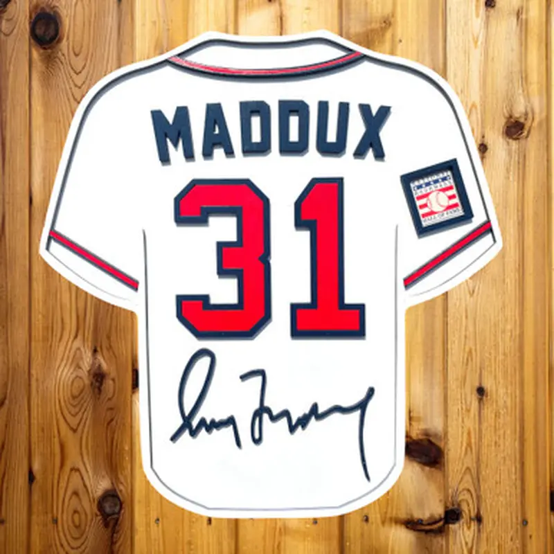 Greg Maddux 3D Signature Wood Jersey 19 x 18 Wall Sign (white) 