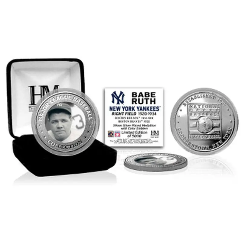 Highland Mint Babe Ruth New York Yankees Hall of Fame Silver Photo Coin 