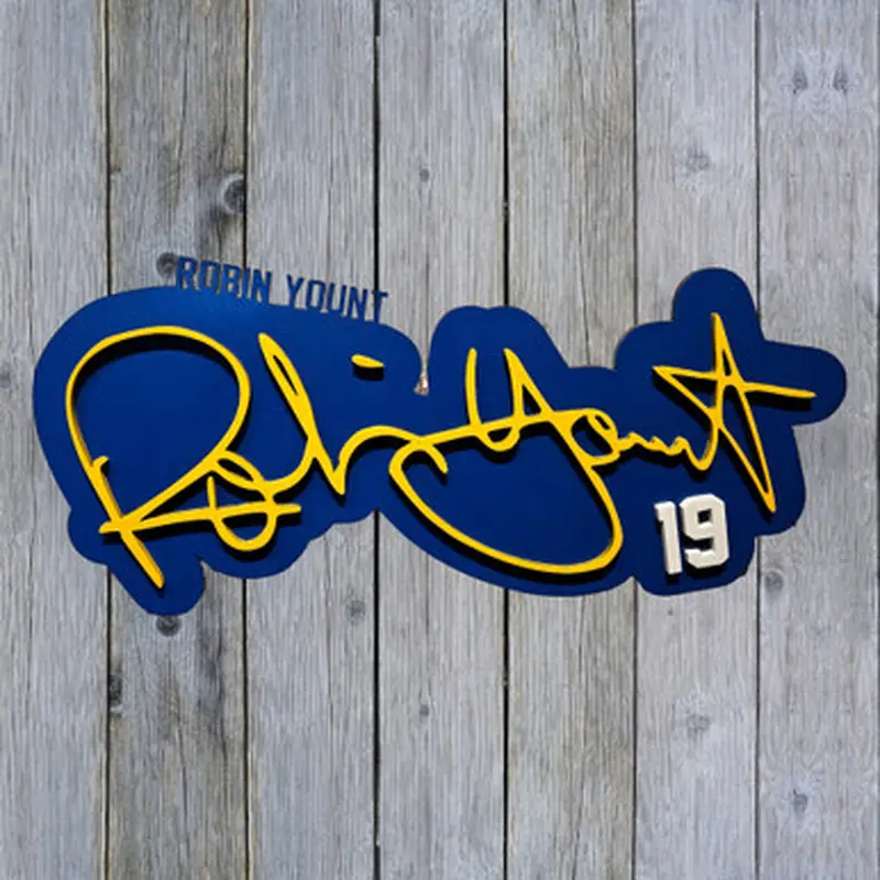 Robin Yount 3D Signature Royal 20 x 9 Wood Wall Sign with  Number 