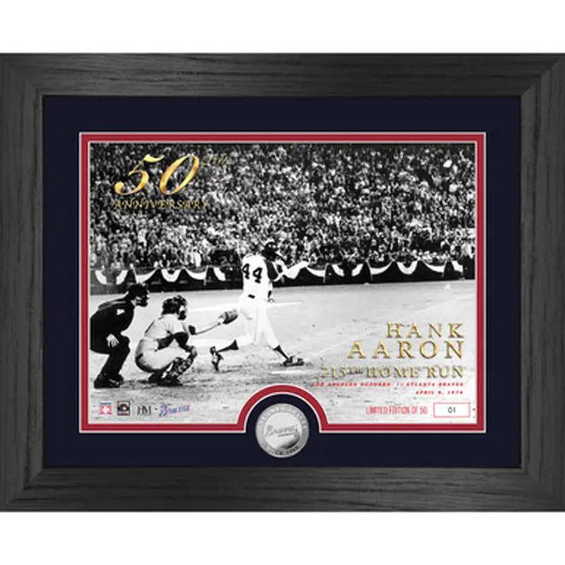 Hank Aaron 50th Anniversary 715th HR 13 x 16 Silver Coin Photo Mint 