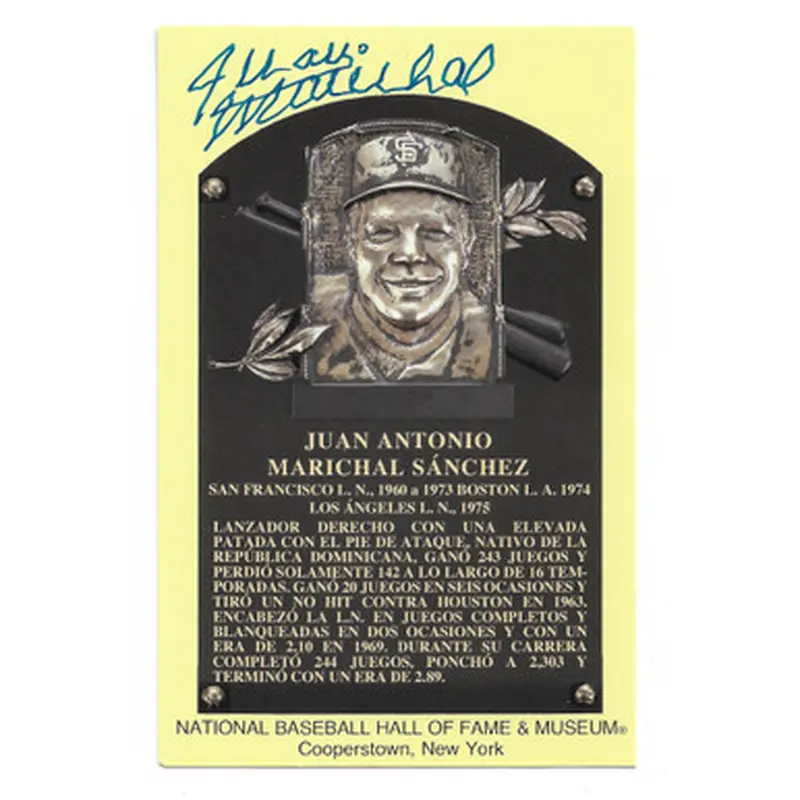 Juan Marichal Autographed Hall of Fame Plaque Postcard (Beckett) 