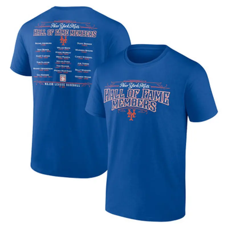 Mens New York Mets Royal Team Hall of Famer Roster T-Shirt Size L