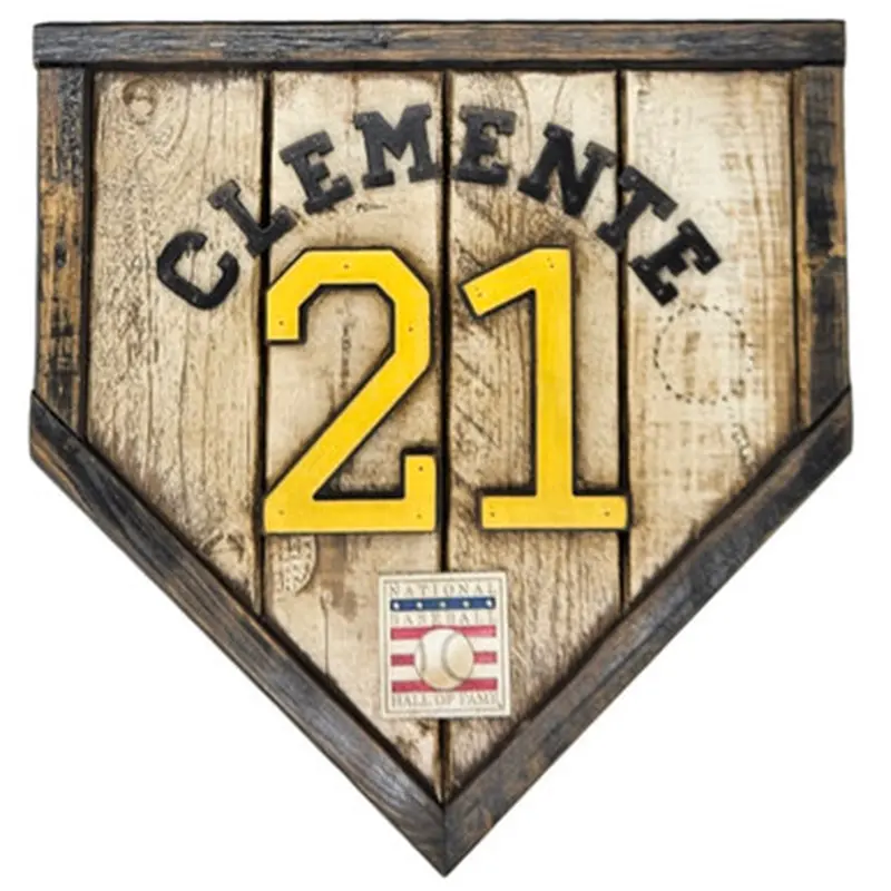 Roberto Clemente Hall of Fame Vintage Distressed Wood 11 Inch Mini Legacy Home Plate 