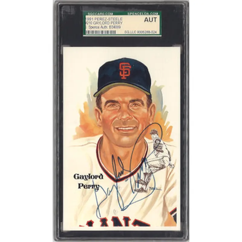Gaylord Perry Autographed Perez-Steele HOF Series Postcard #210 (SGC-24) 