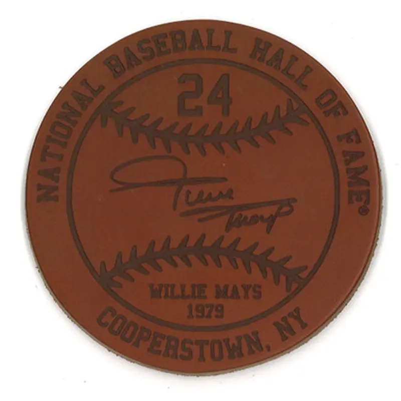 Willie Mays Baseball Hall of Fame 1979 Inductee Leather Engraved Coaster 