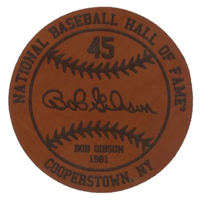 Bob Gibson Baseball Hall of Fame 1981 Inductee Leather Engraved Coaster 