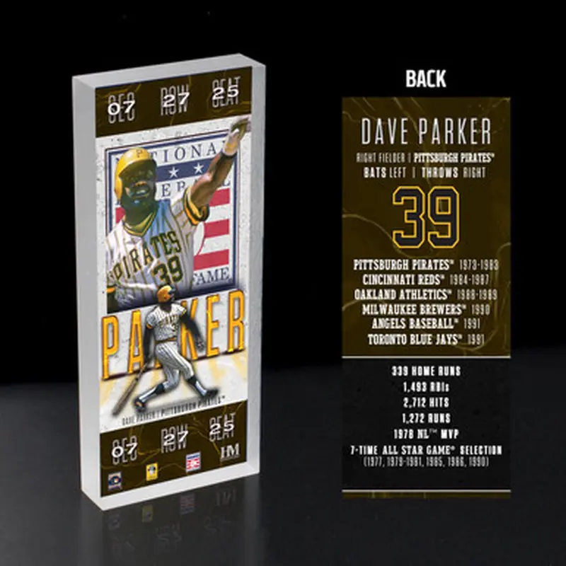 Dave Parker Pittsburgh Pirates 2025 Hall of Fame Induction 3D Acrylic Ticket Block 