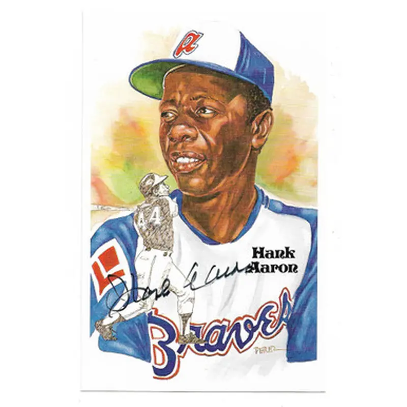 Hank Aaron Autographed Perez-Steele HOF Series Postcard # 177 (JSA-90) 