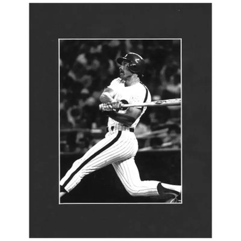 Matted 8x10 Photo  Mike Schmidt Swinging 