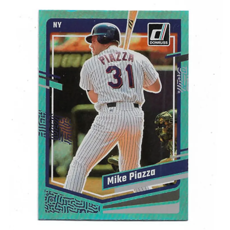 Mike Piazza is featured on this 2023 Donruss Blue Holo # 163 