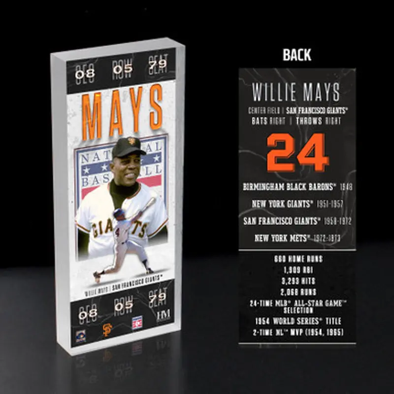 Willie Mays San Francisco Giants 1979 Hall of Fame Induction 3D Acrylic Ticket Block 