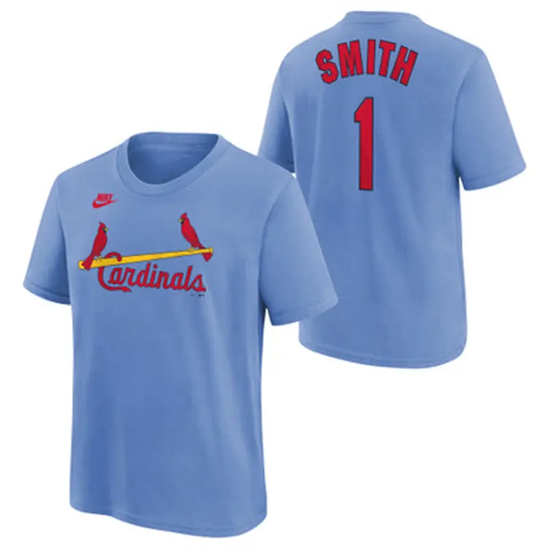 Youth Nike Ozzie Smith St. Louis Cardinals Light Blue Name & Number T-Shirt Size L