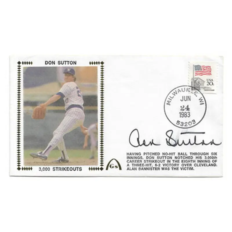 Don Sutton Autographed First Day Cover - 1983 3,000th Strikeout (JSA) 