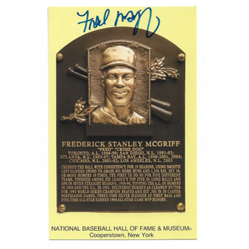 Fred McGriff Autographed Hall of Fame Plaque Postcard (Beckett) 