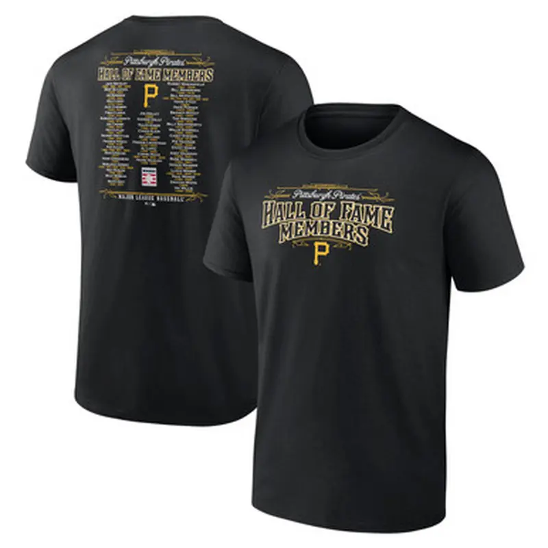 Mens Pittsburgh PIrates Black Hall of Famer Roster T-Shirt (2025) Size L