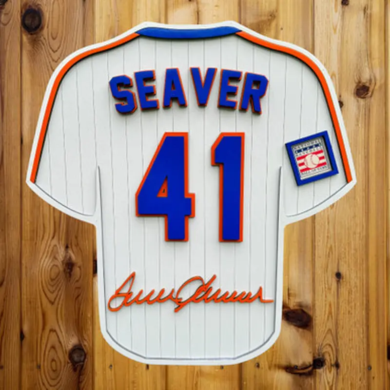 Tom Seaver 3D Signature Wood Jersey 19 x 18 Wall Sign (white) 