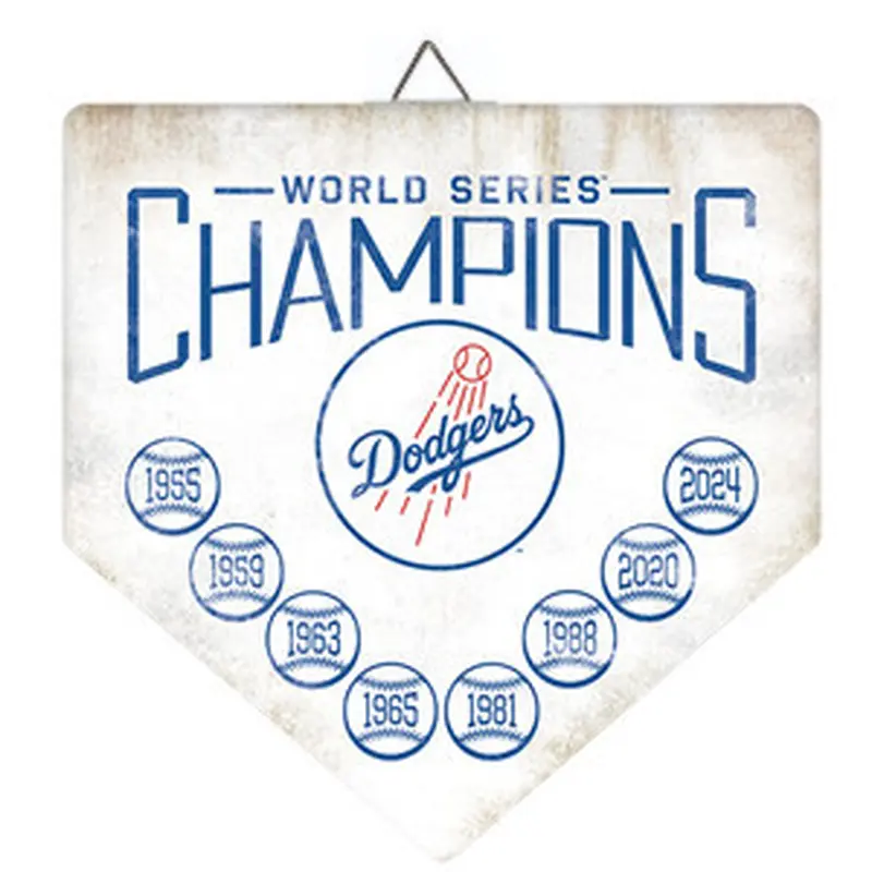 Los Angeles Dodgers World Series Champions Home Plate Metal Wall Art (8 Time) 