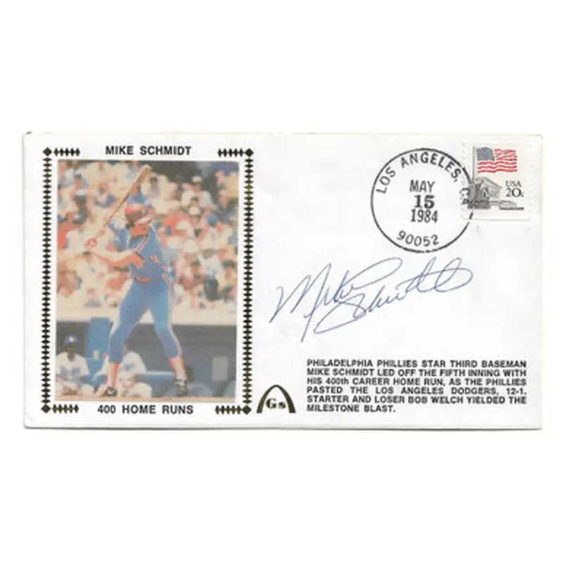 Mike Schmidt Autographed First Day Cover - 1984 400th Home Run (JSA) 
