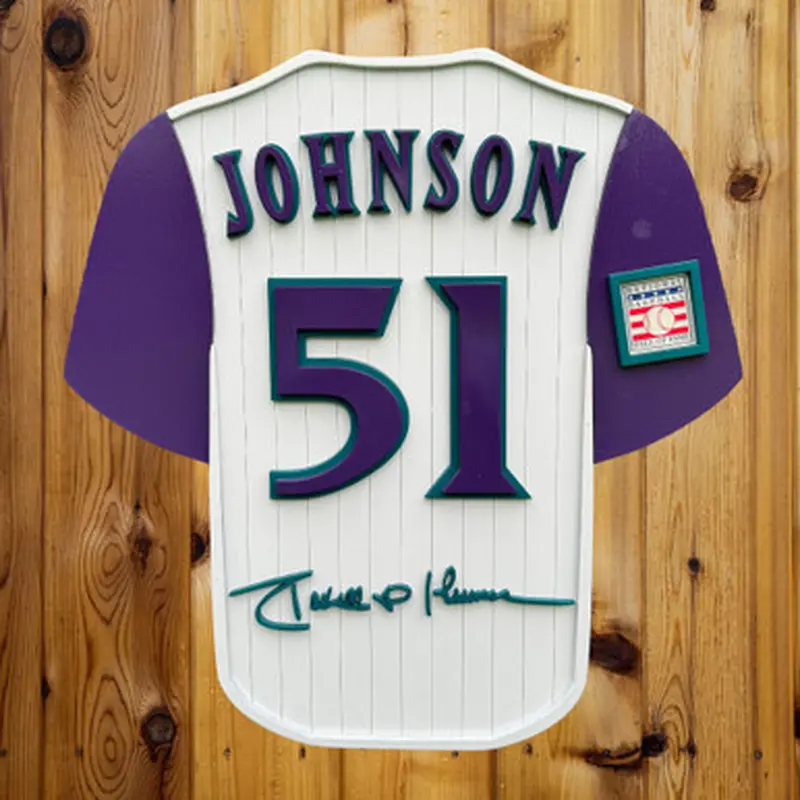Randy Johnson 3D Signature Wood Jersey 19 x 18 Wall Sign (white) 