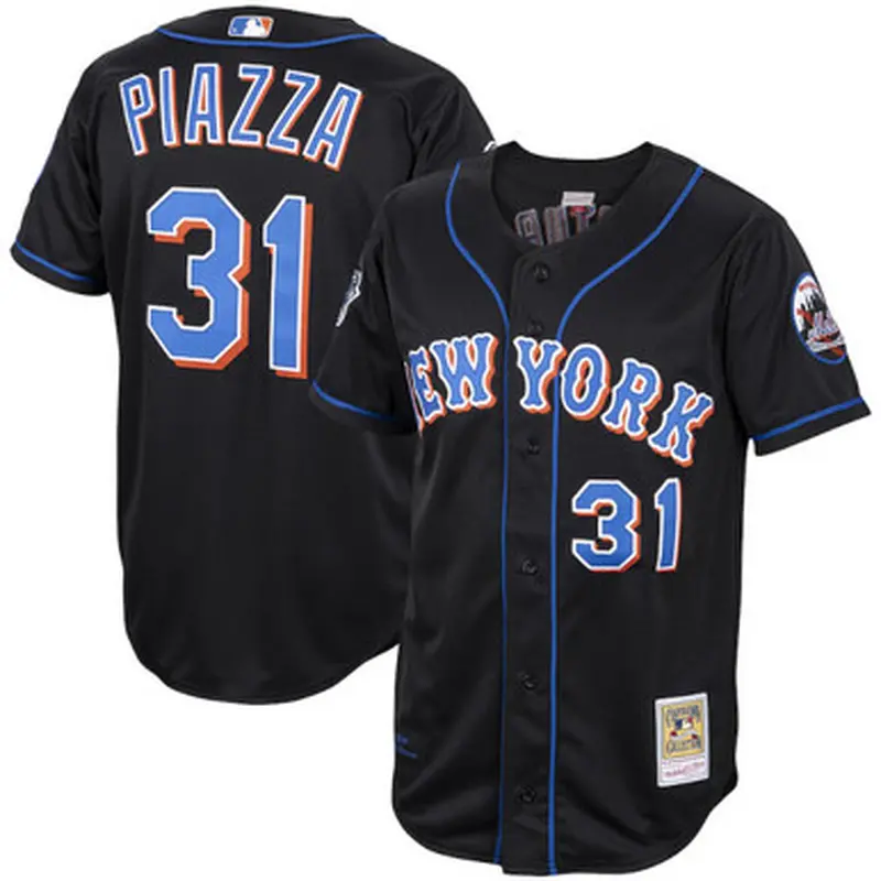 Mens Mitchell & Ness Mike Piazza Authentic 2000 New York Mets Black Jersey Size L