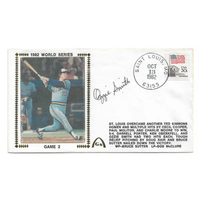 Ozzie Smith Autographed First Day Cover - 1982 World Series Game 2 (JSA) 