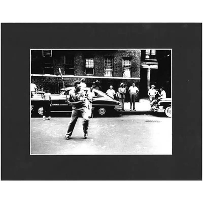 Matted 8x10 Photo- Willie Mays Playing Stickball 