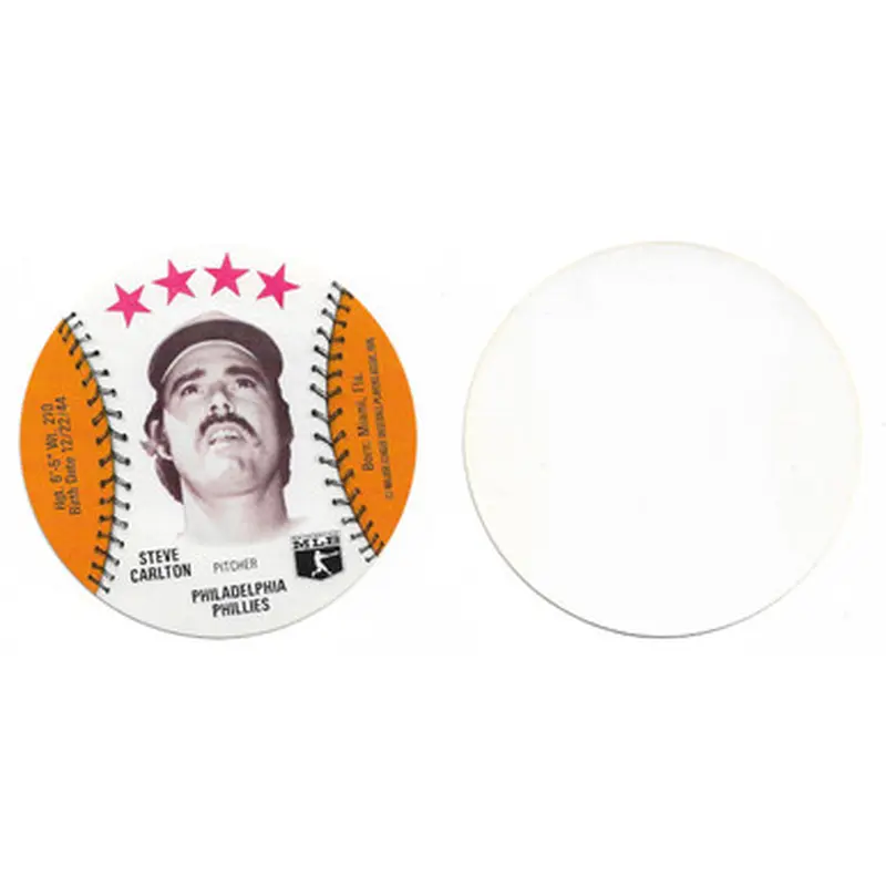 Steve Carlton 1976 MSA Blank Back Disc Baseball Card 