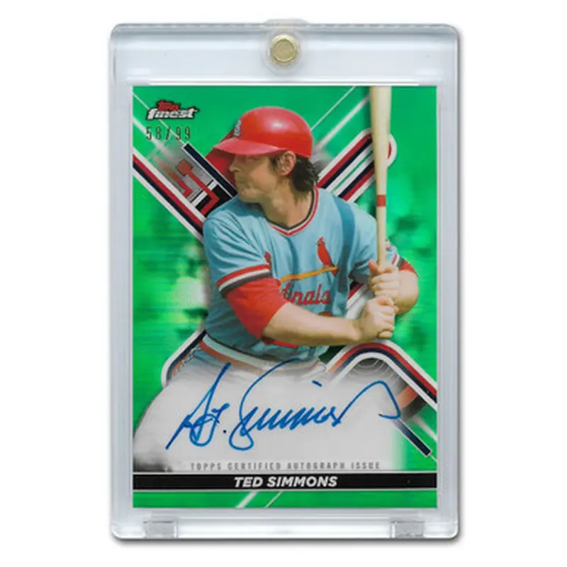 Ted Simmons Autographed Card 2022 Topps Finest Green # FA-TS Ltd Ed of 99 