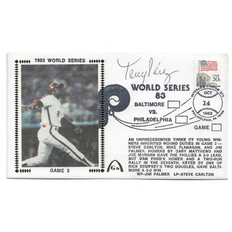 Tony Perez Autographed First Day Cover - 1983 World Series Game 3 (JSA) 