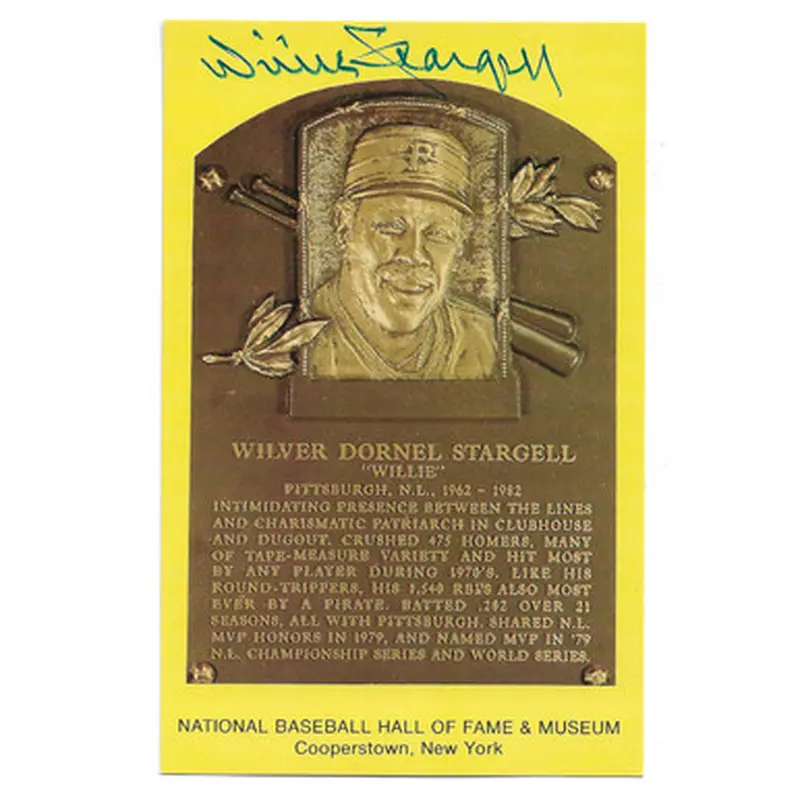 Willie Stargell Autographed Hall of Fame Plaque Postcard (JSA) 