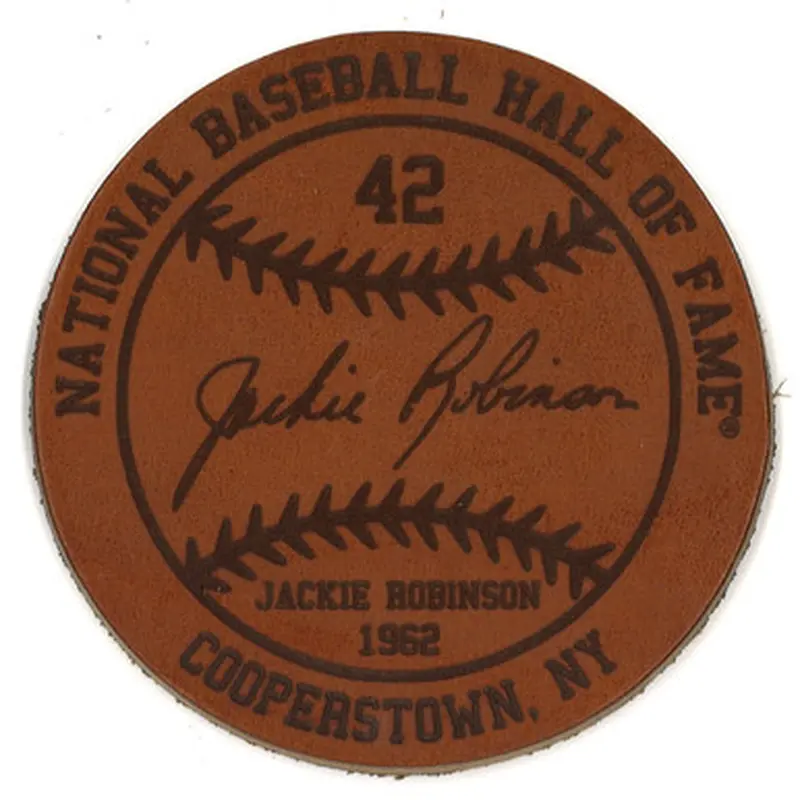Jackie Robinson Baseball Hall of Fame 1962 Inductee Leather Engraved Coaster 