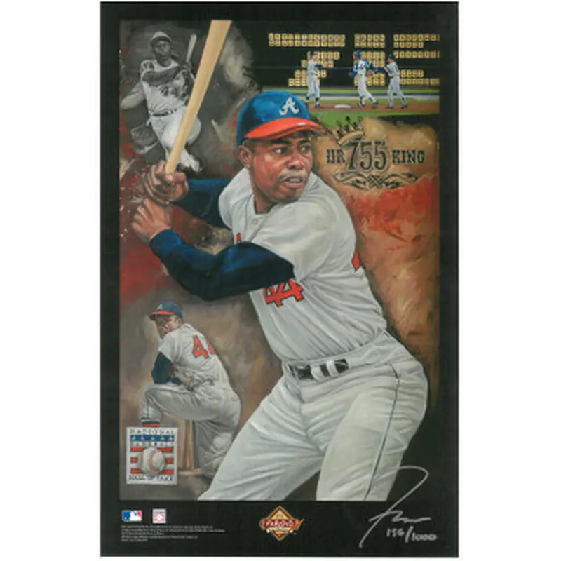 Hank Aaron Atlanta Braves Baseball Hall of Fame 11 x 17 Limited Edition Lithograph 