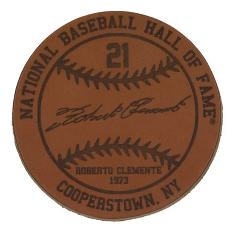 Roberto Clemente Baseball Hall of Fame 1973 Inductee Leather Engraved Coaster 