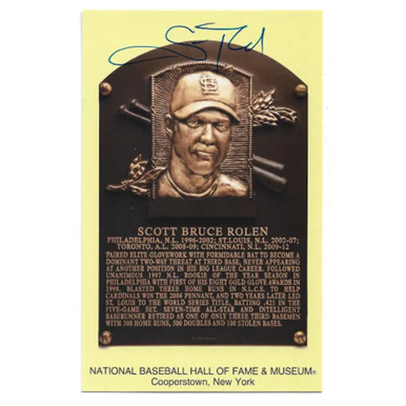 Scott Rolen Autographed Hall of Fame Plaque Postcard (Beckett) 