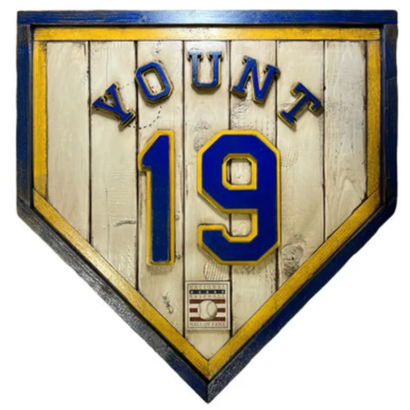 Robin Yount Hall of Fame Vintage Distressed Wood 20 Inch Heritage Home Plate 