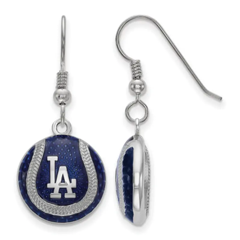 LogoArt Los Angeles Dodgers Sterling Silver Enamel Logo Earrings 