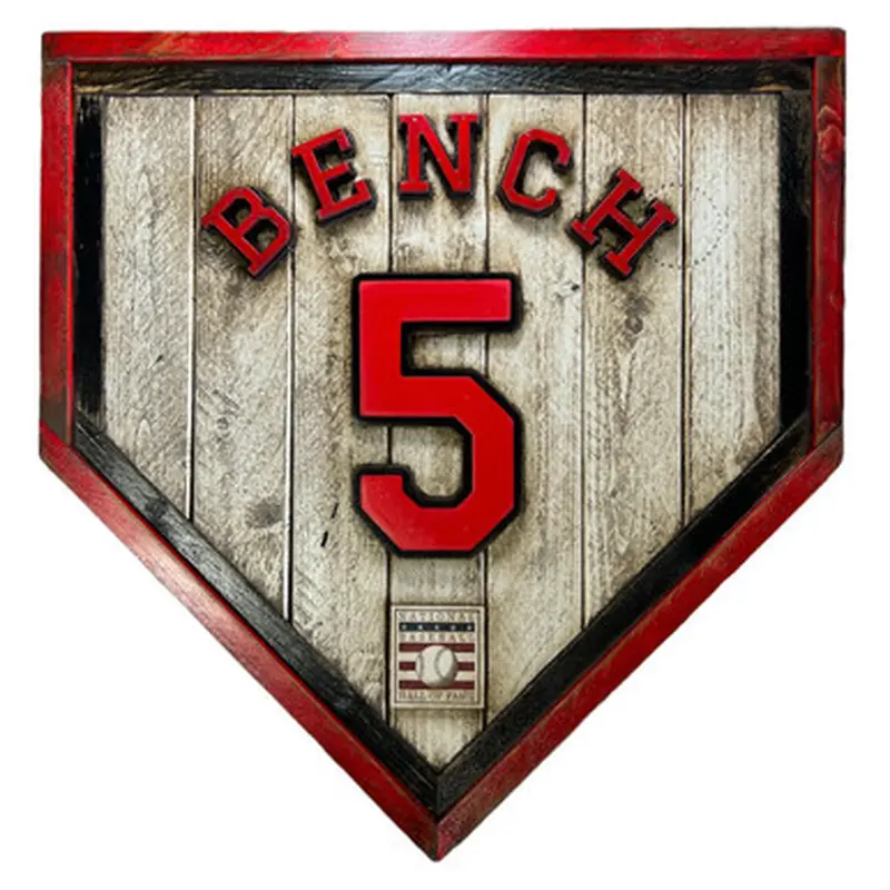 Johnny Bench Hall of Fame Vintage Distressed Wood 20 Inch Heritage Home Plate 