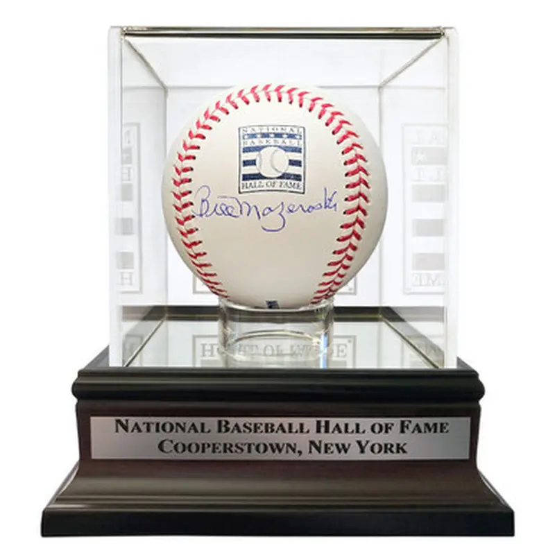 Bill Mazeroski Autographed Hall of Fame Logo Baseball with HOF Case (JSA) 