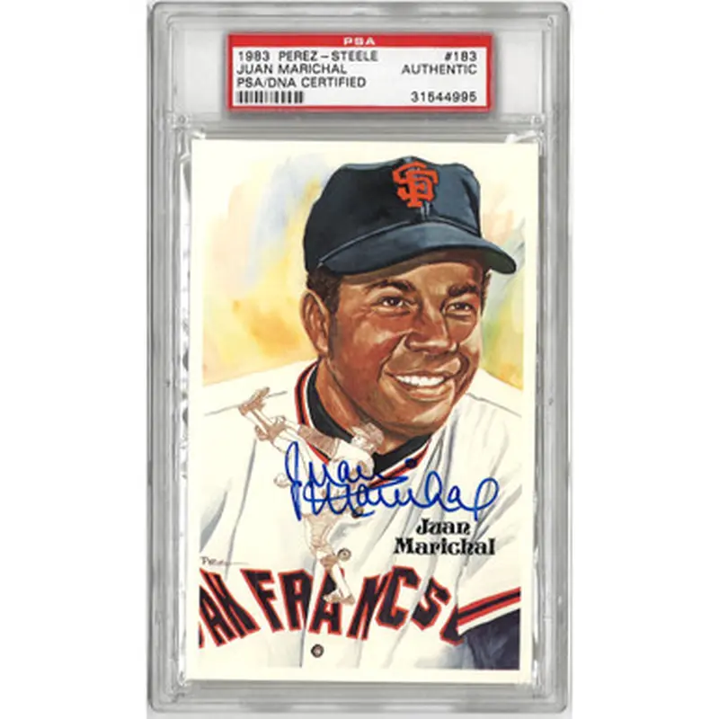 Juan Marichal Autographed Perez-Steele HOF Series Postcard # 183 (PSA-95) 