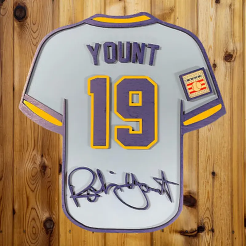 Robin Yount 3D Signature Wood Jersey 19 x 18 Wall Sign (blue) 