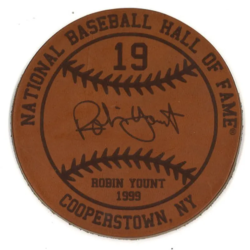 Robin Yount Baseball Hall of Fame 1999 Inductee Leather Engraved Coaster 