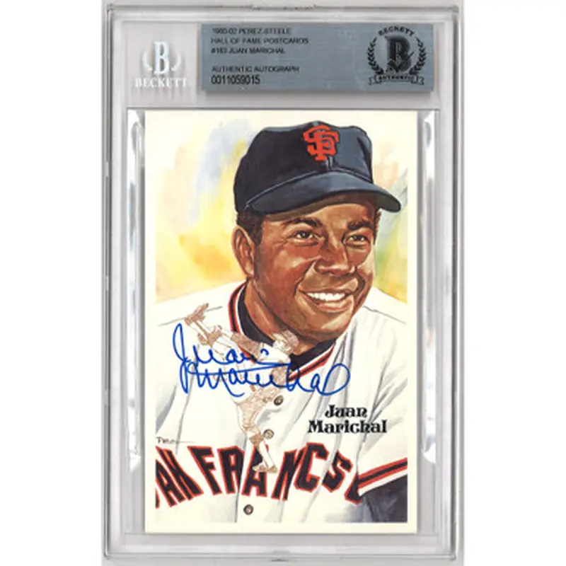 Juan Marichal Autographed Perez-Steele HOF Series Postcard # 183 (Beckett-15) 