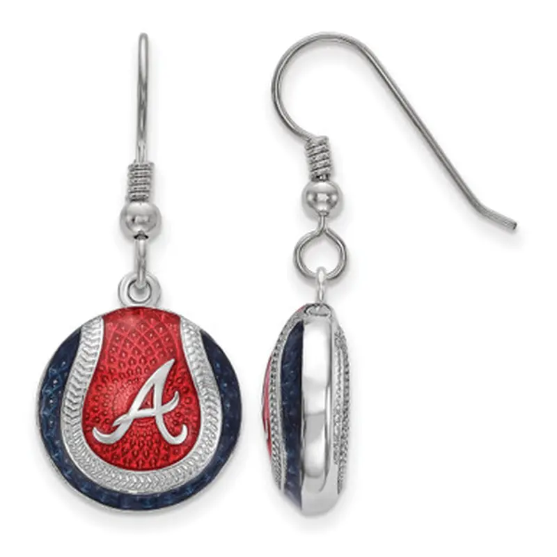 LogoArt Atlanta Braves Sterling Silver Enamel Logo Earrings 