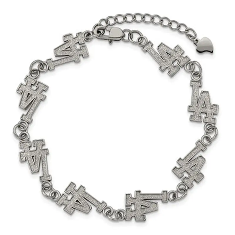 LogoArt Los Angeles Dodgers 7.25 Inch Stainless Steele Logo Bracelet 