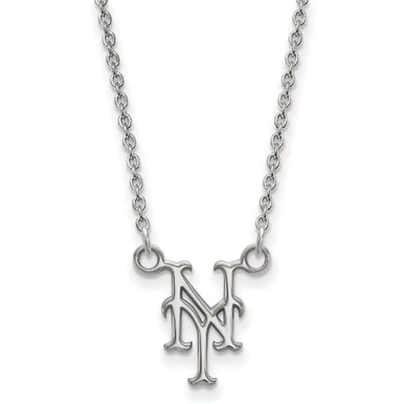 LogoArt New York Mets 18 Inch Sterling Silver Necklace with Logo Pendant 