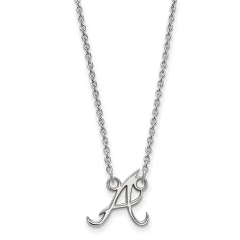 LogoArt Atlanta Braves 18 Inch Sterling Silver Necklace with Logo Pendant 